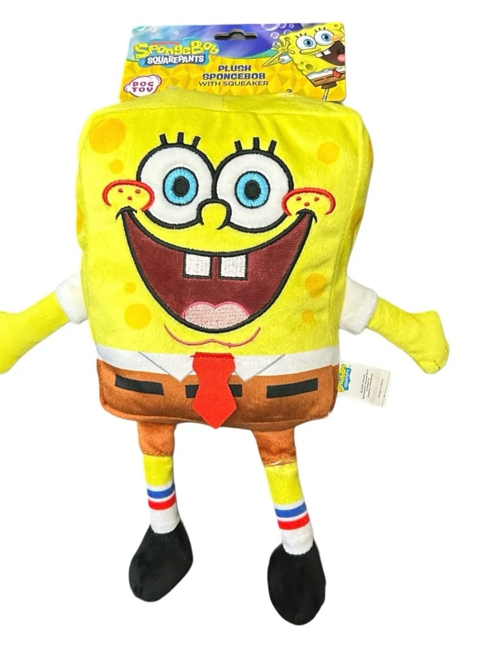 SpongeBob Plush With Squeaker & Crinkle Sound Dog Toy 10 Inch New With Tags